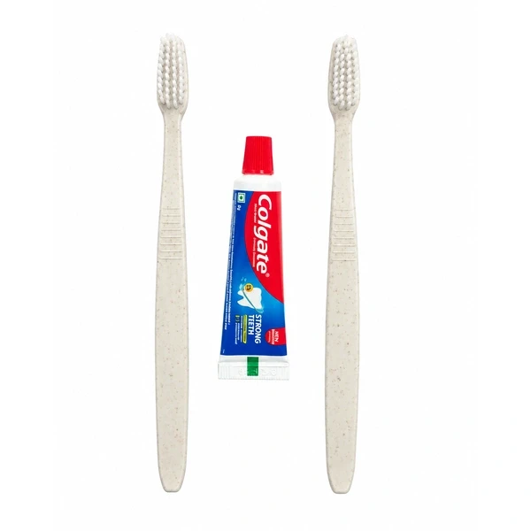 2 Wheat Straw Toothbrushes (White Bristles) with 2...