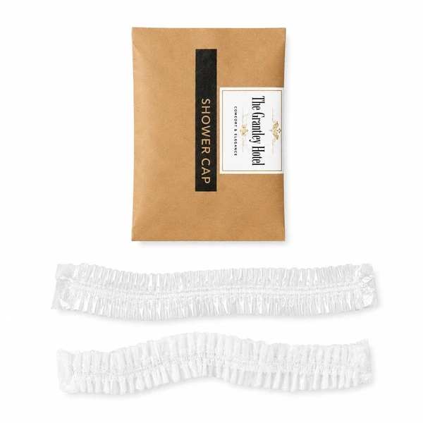 Compostable Shower Cap + Plastic Shower Cap with Shower Cap Pouch