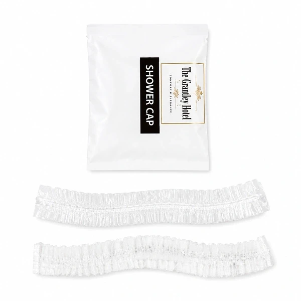 Compostable Shower Cap + Plastic Shower Cap with Shower Cap Pouch
