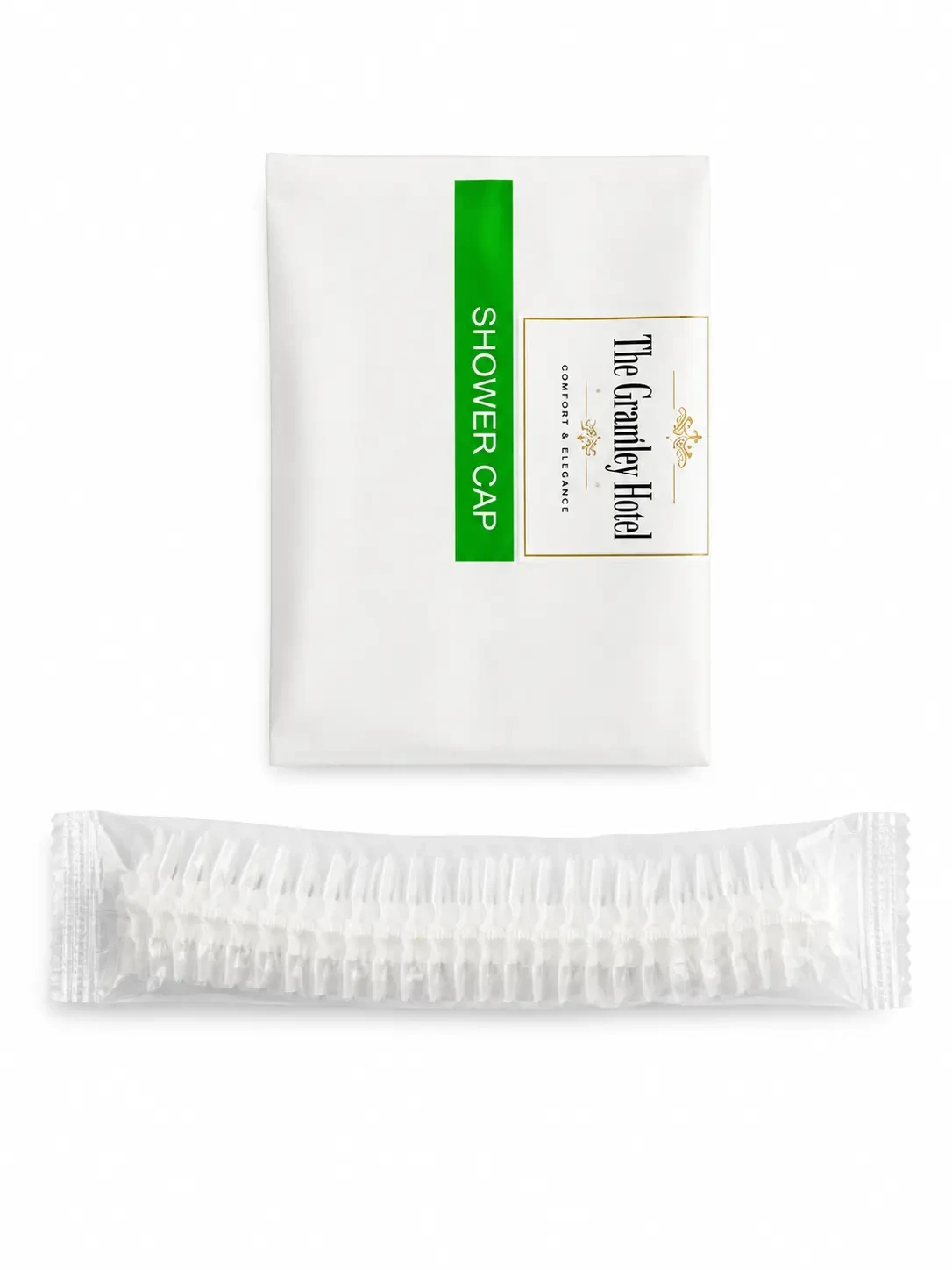 Shower Cap Plastic with White Pouch