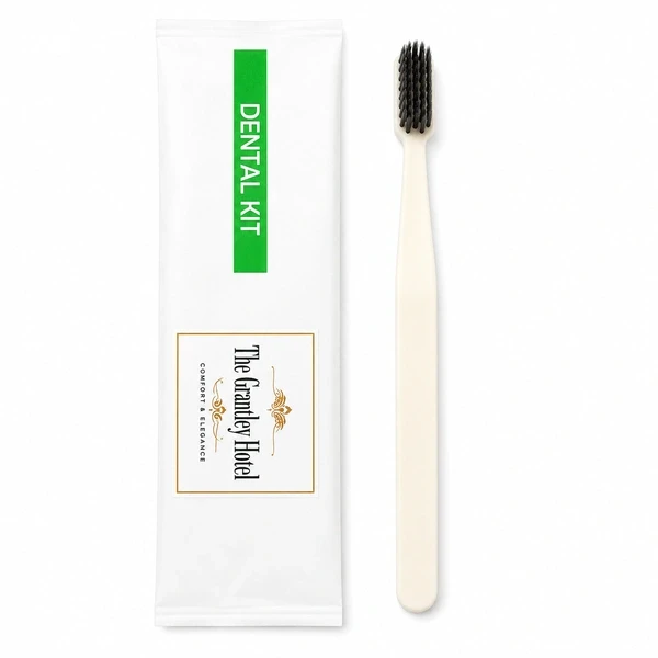 1 Corn Starch Toothbrush with White Dental Kit Pouch