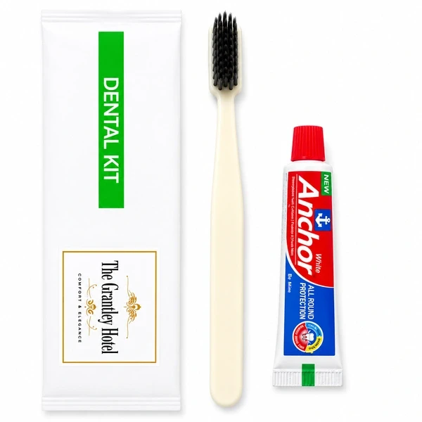 1 Corn Starch Toothbrush + 1 Anchor Toothpaste with White Dental Kit Pouch