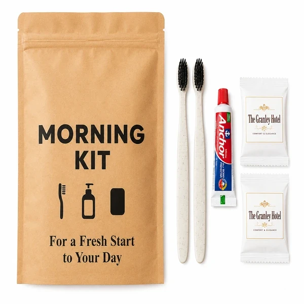 2 Wheat Straw Toothbrushes + Anchor Toothpaste + 2 Bath Soaps Morning Kit