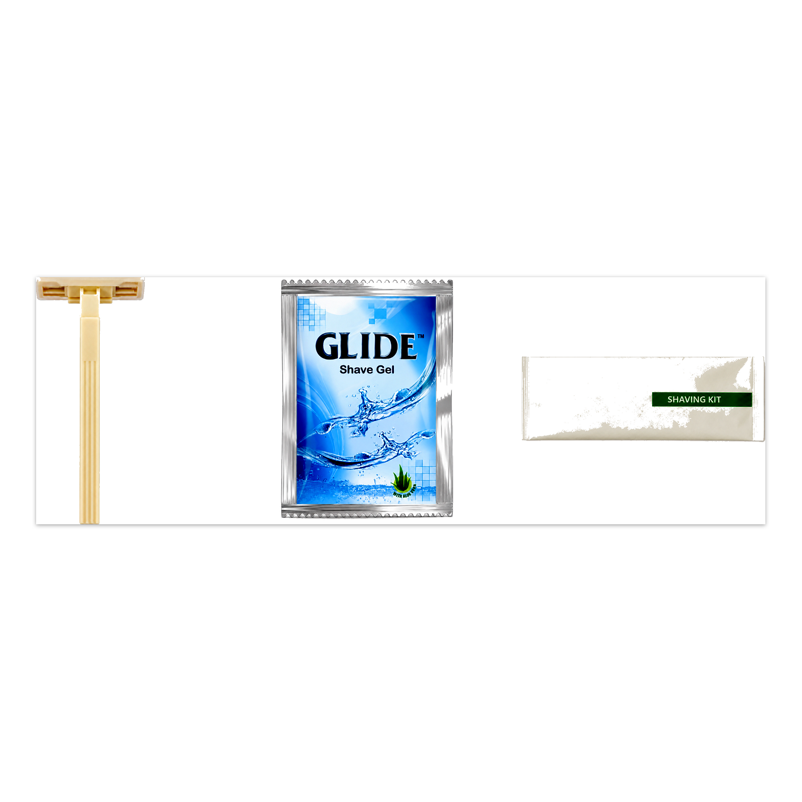 Corn Starch Shaving Razor + Glide Shaving Gel with Shaving Kit Pouch