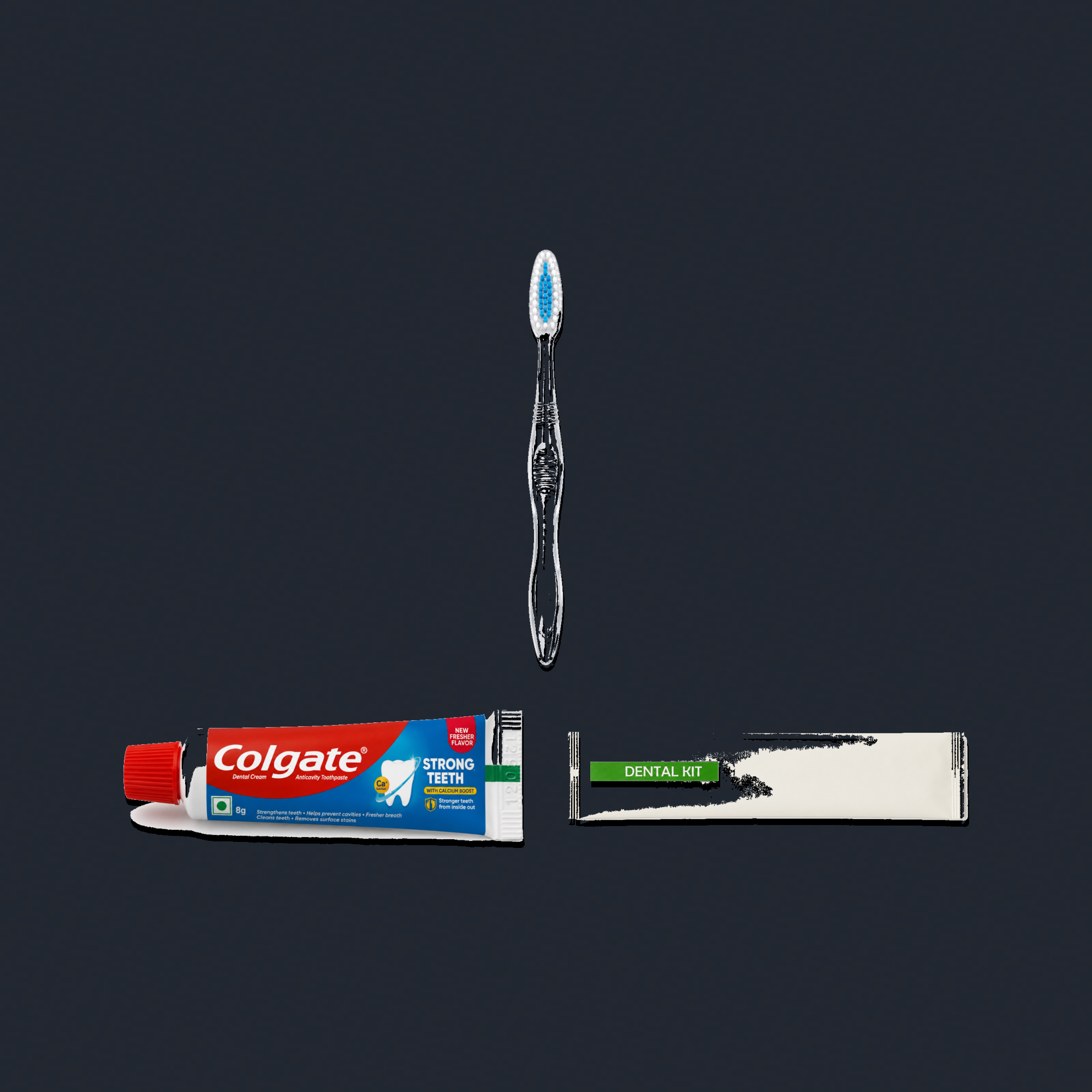 1 Crystal Toothbrush + 1 Colgate Toothpaste with Dental Kit Pouch