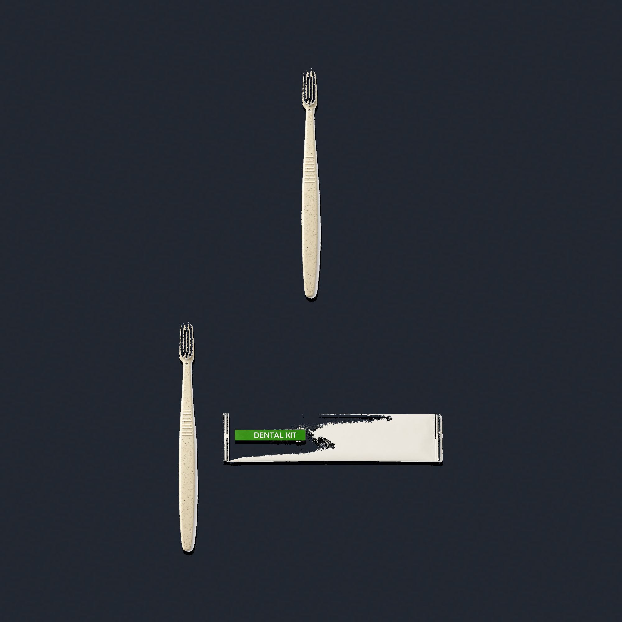 2 Wheat Straw Toothbrushes with Dental Kit Pouch