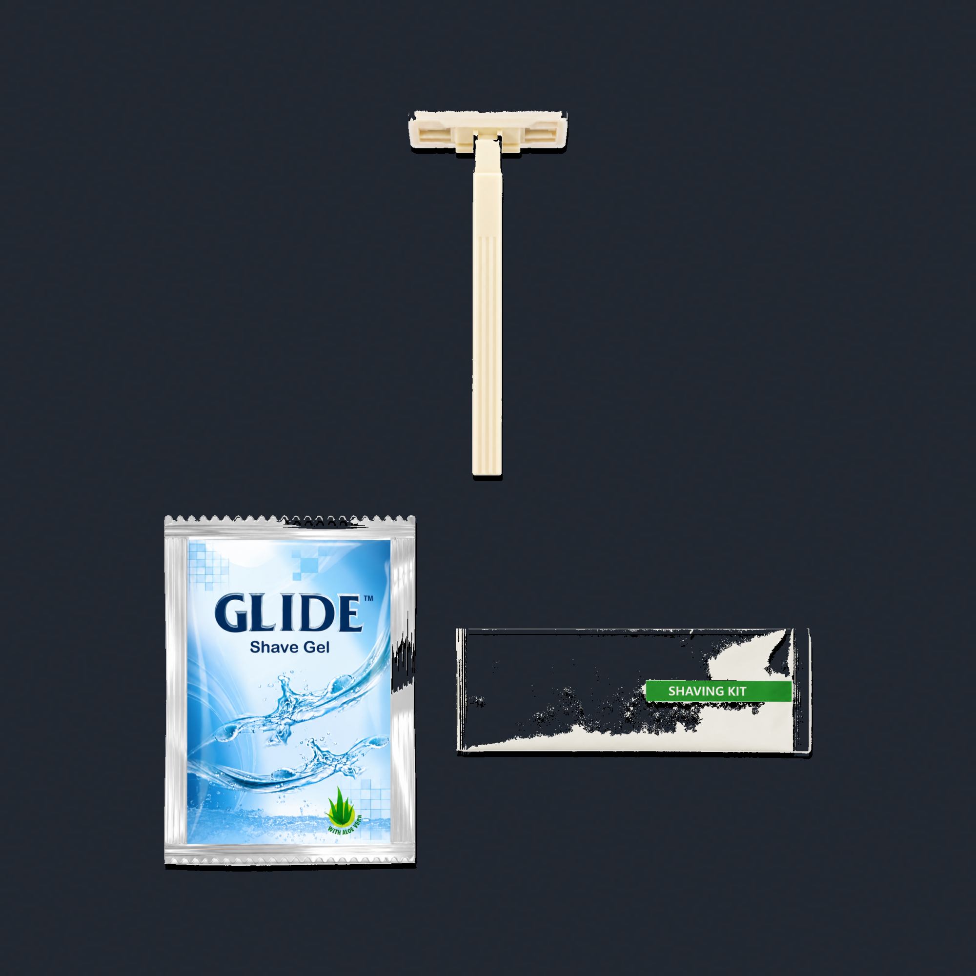 Corn Starch Shaving Razor + Glide Shaving Gel with Shaving Kit Pouch