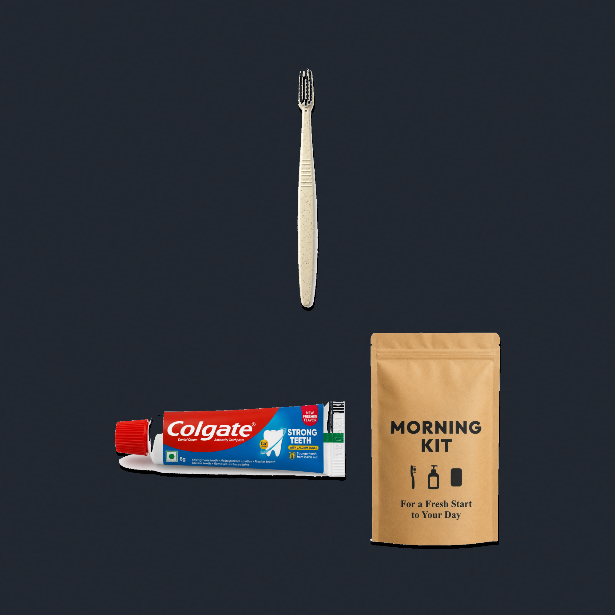 Wheat Straw Toothbrush (White Bristles) and Colgate with Morning Kit