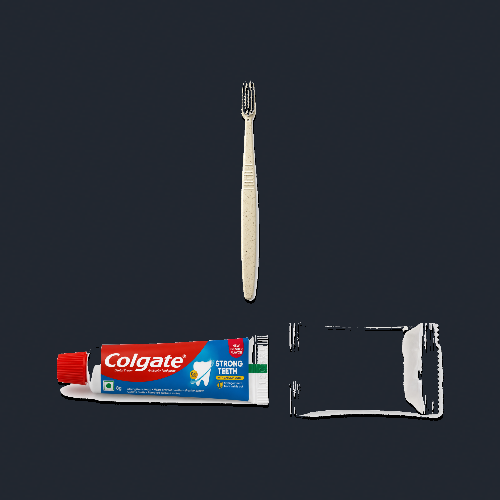 Wheat Straw Toothbrush (White Bristles) and Colgate with Soap